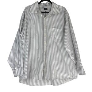 Chaps Mens Shirt Grey XL Striped Collared Long Sleeve Button Down Classic Fit